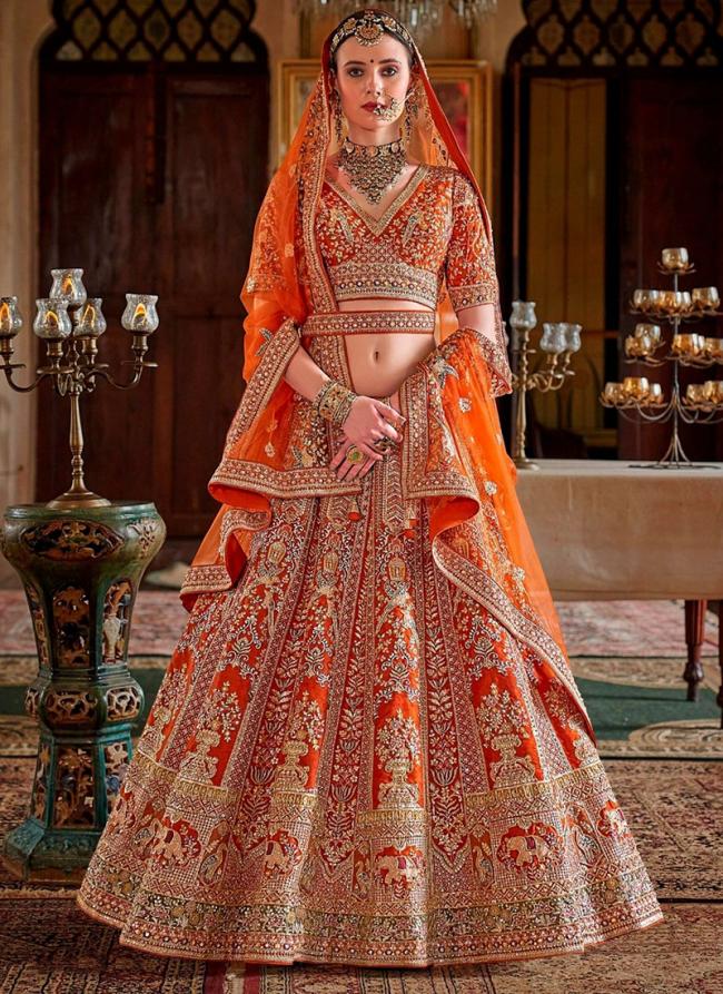 heavy orange lehenga