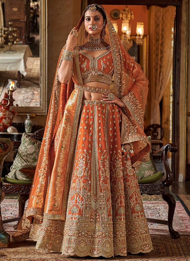 Heavy orange color lehenga